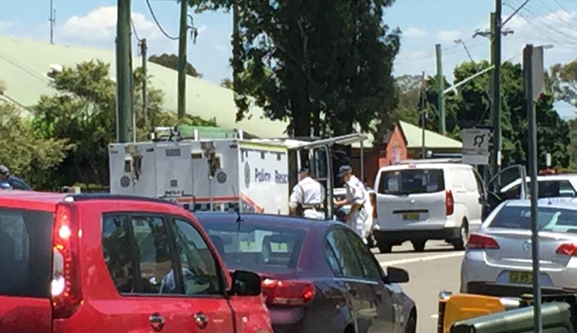 Man shot by police: A critical indicent investigation is underway as police try to piece together what lead to a man being shot at Quakers Hill Police Station. Picture: Andrew Brown.