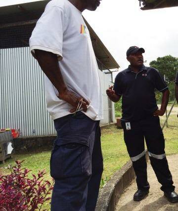 G4s guards on Manus Island shortly after the riots earlier this year. Photo: Nick Moir