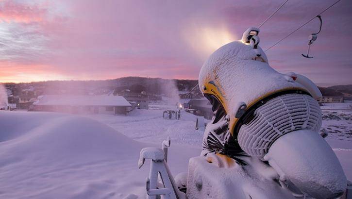 "If you can make snow in Australia, you can make it anywhere in the world": Snow guns replenish cover overnight. Photo: Supplied