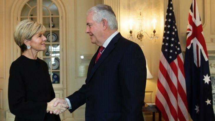 Julie Bishop and US Secretary of State Rex Tillerson in Washington DC. Photo: Supplied