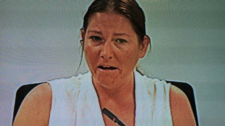 Derrick Belan's niece, Danielle O'Brien, in the witness box at the royal commission. Photo: Supplied