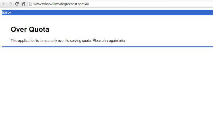 The whatwillmydegreecost.com.au website crashed hours after it went live.