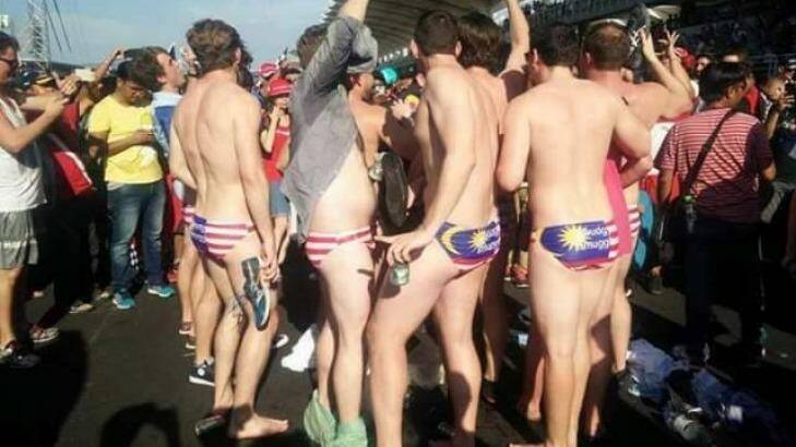 The nine Australians in the offending budgie smugglers.  Photo: Facebook