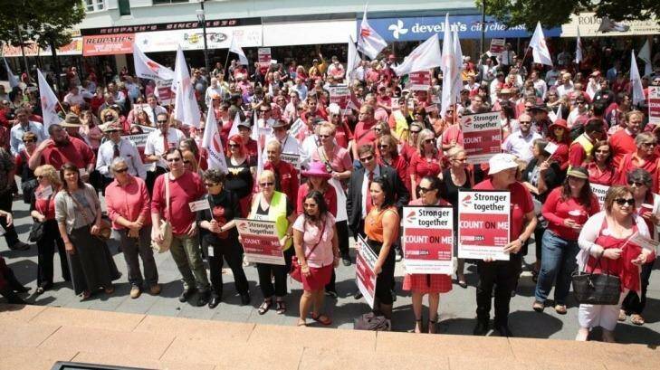 Public servants demonstrating in Canberra last year. Photo: CPSU
