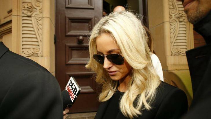 Oliver Curtis' wife Roxy Jacenko leaves court after her husband was jailed. Photo: Daniel Munoz