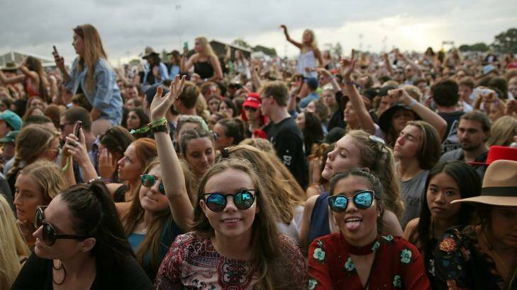 Festival-goers in the crowd at Groovin' the Moo. Photo: Marina Neil
