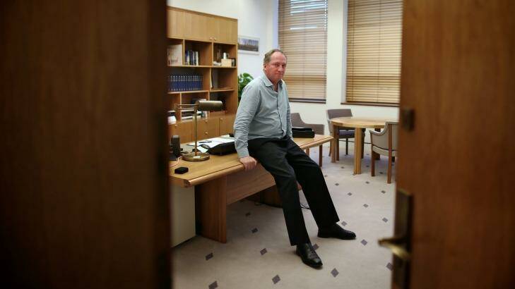 Barnaby Joyce inside his Parliament House office. Photo: Alex Ellinghausen
