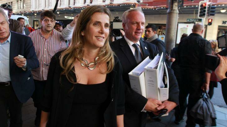 Kathy Jackson leaving the royal commission into unions earlier this year. Photo: Ben Rushton
