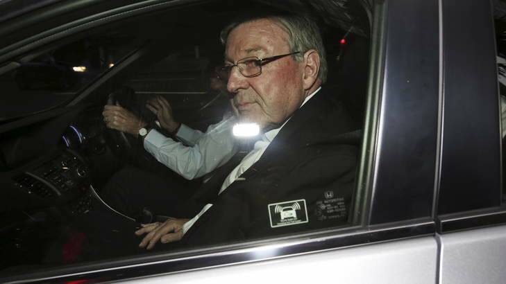 Cardinal George Pell arrives at the child sex abuse Royal Commission in Governor  Macquarie Tower on Monday. Photo: Nick Moir