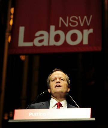 Message of unity: Bill Shorten speaks at the 2014 State Labor Conference at Sydney Town Hall.