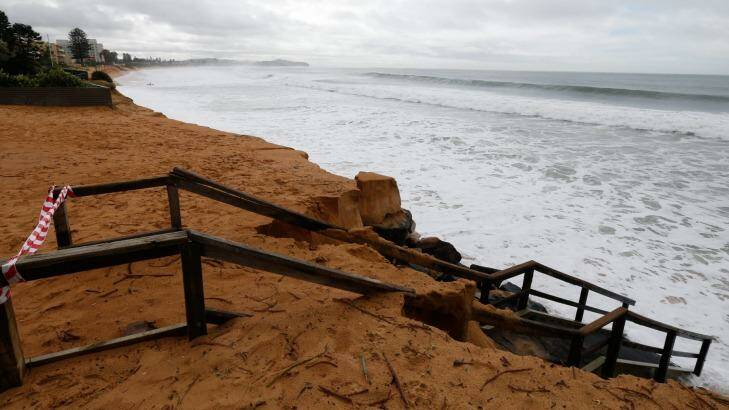 Beach erosion at North Narrabeen in April 2015. Photo: Peter Rae
