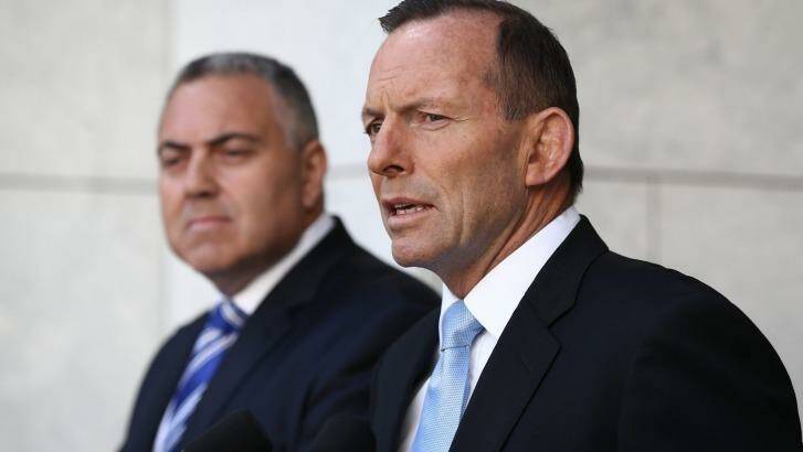 Joe Hockey showed the Treasury modelling to then prime minister Tony Abbott – modelling that is now with his successor. Photo: Alex Ellinghausen