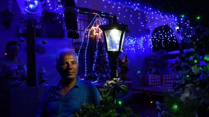 Spiros Tzouganatos has been decorating his house in Second St, Ashbury, every Christmas for 32 years. Photo: Steven Siewert