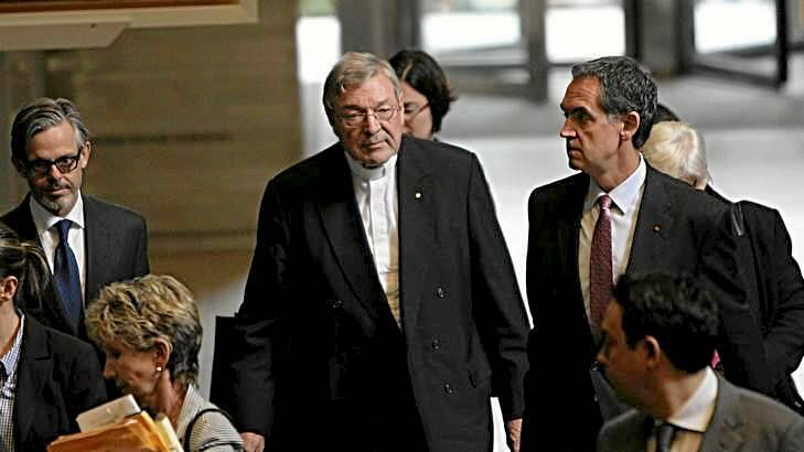Cardinal George Pell leaves the Royal Commission into Institutional Responses to Child Sexual Abuse, after giving evidence. Photo: Sahlan Hayes