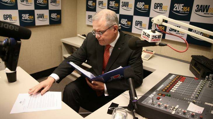 Social Services Minister Scott Morrison hits the airwaves on Monday. Photo: Alex Ellinghausen