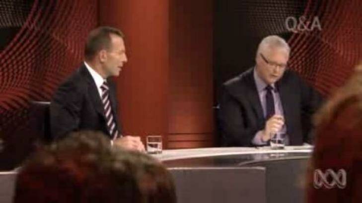 Tony Abbott on Q&A with Tony Jones in 2010.