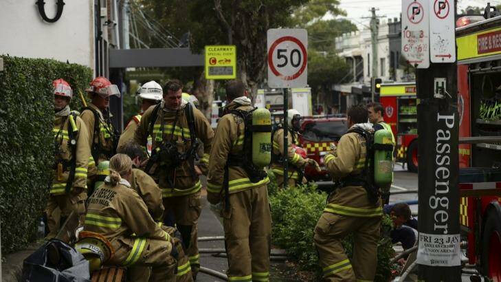 NSW Fire & Rescue attend the fire at Porteno restaurant on Cleveland St, Surry Hills.
9th January 2015
 Photo: Wolter Peeters