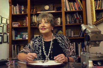 Fairy Godmother: Karen Lindley listens and believes. Photo: Christopher Pearce