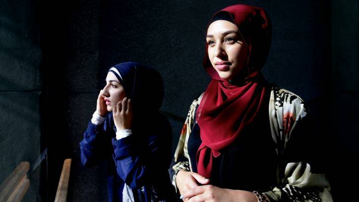 Sisterhood acts: Narjis Salah, left, and Amirah Amin. Photo: Edwina Pickles