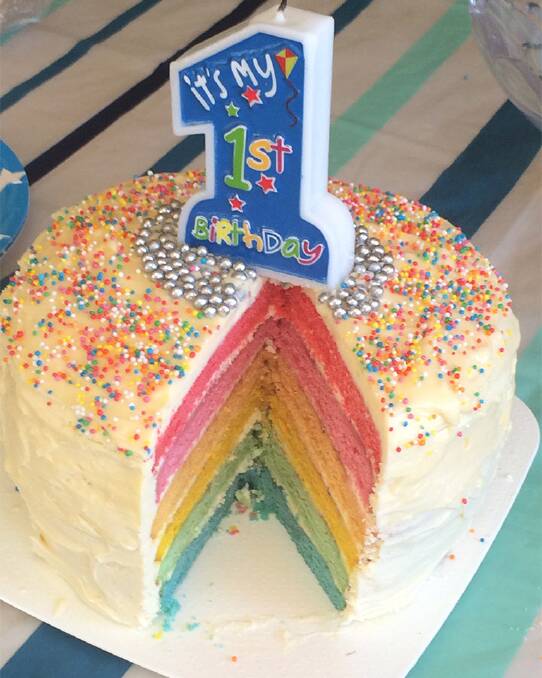 Rainbow layer cake. Photo: Supplied