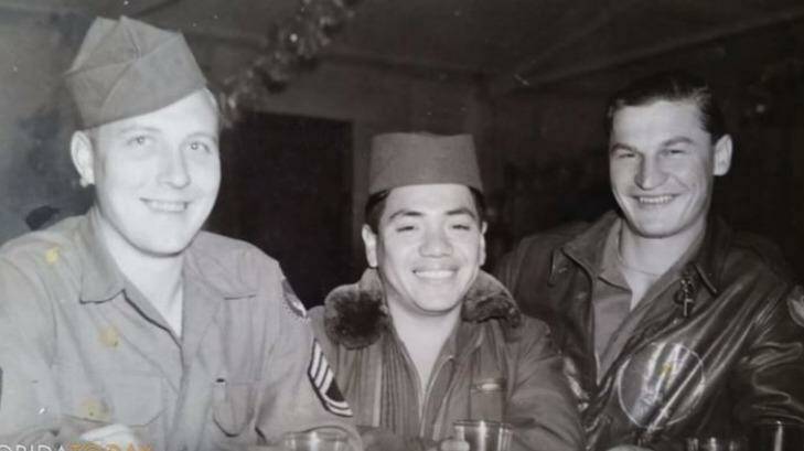 Melvin Rector, left, with fellow soldiers during the war. Photo: Screengrab