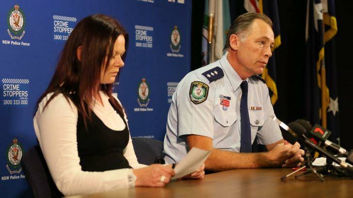 Detective Inspector Paul McHugh and Quinn Martin's partner, Jana, make a public appeal. Photo: NSW Police