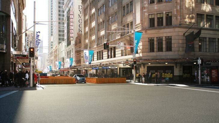 Artist's depictions of road changes due to light rail construction in Sydney CBD Photo: Supplied