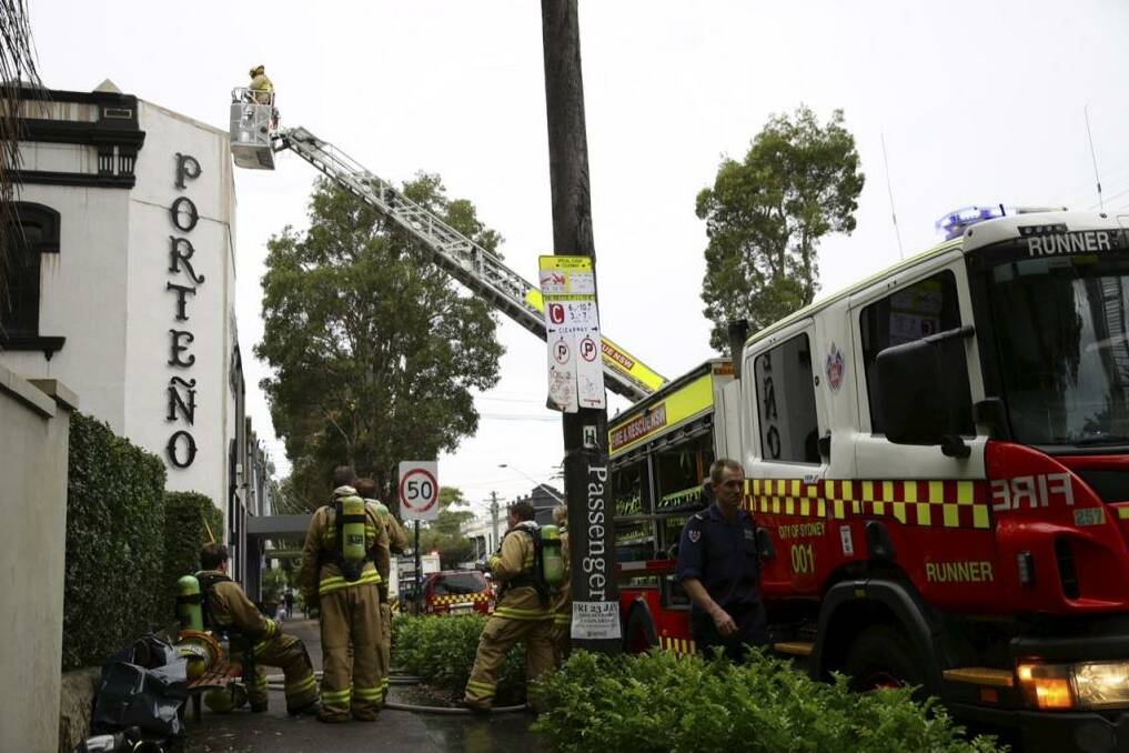 NSW Fire & Rescue attend the fire at Porteno restaurant on Cleveland St, Surry Hills.
9th January 2015 Photo: Wolter Peeters