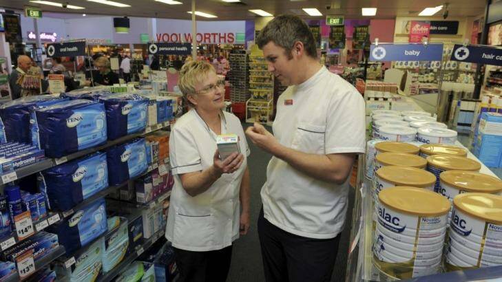 At the Erindale Pharmacy, pharmacist Luke Peacock with business manager Beth Berry. The pharmacy has won an award for supporting reservists. Photo: Graham Tidy