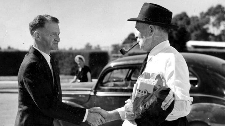 Journalist Alan Reid with former prime minister Ben Chifley.