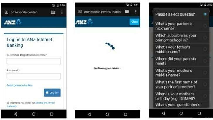 A scam ANZ Internet Banking web page looks identical to the real thing.