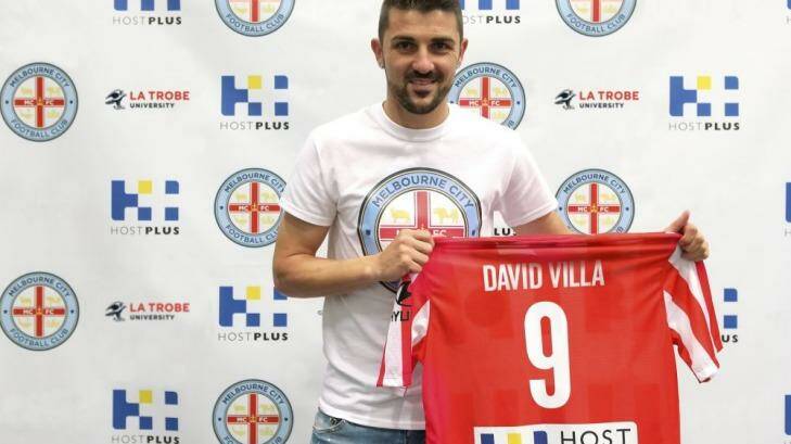 City slicker: Spain’s World Cup winner David Villa signs on.