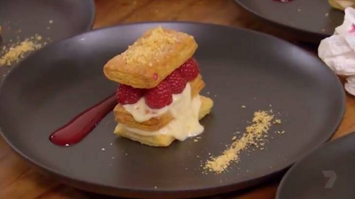 Camilla's mille feuille was one of the highest-scoring dishes. Photo: Channel 7