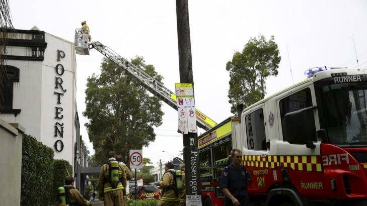 NSW Fire & Rescue attend the fire at Porteno restaurant on Cleveland St, Surry Hills.
9th January 2015 Photo: Wolter Peeters