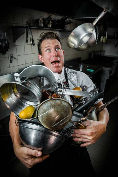 FINALIST: Portrait of chef Peter Sheppard from Caveau, Wollongong. "Running a kitchen is a juggling act!" Photo: Alex Sturman