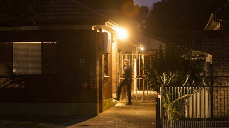 Police searched the Wiley Park home on Tuesday evening, as investigations continue into Hedi Ayoub's death.  Photo: James Brickwood