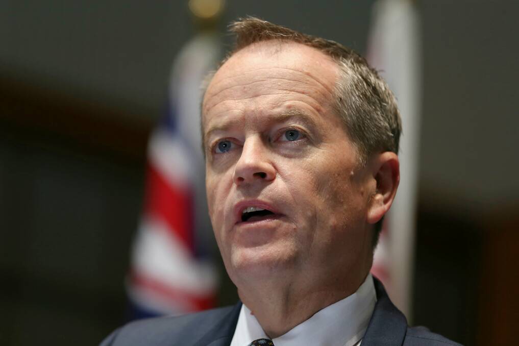 Opposition Leader Bill Shorten during yesterday's Media Stand Up Against Violence towards Women and their Children event at Parliament House in Canberra. Picture: Alex Ellinghausen