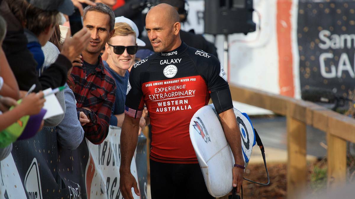 Round two of the men's heats at the Drug Aware Margaret River Pro saw hundreds of spectators and legends of the sport turn out to watch Kelly Slater, John John Florence, Joel Parkinson and a number of others advance through to round three. Photo: Sandy Powell.