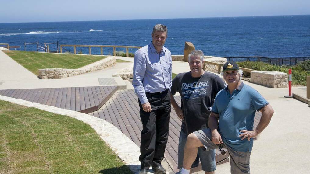 Augusta Margaret River Shire project manager Wayne Pragnell with Surfing WA's Margaret River Pro director Tom Wilson and site manager Tim Thirsk gave Surfers Point their nod of approval during a January inspection.