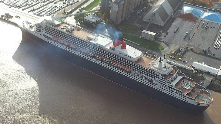 The Queen Mary II berthed in Brisbane. Photo: Penny Cameron, Australian Traffic Network