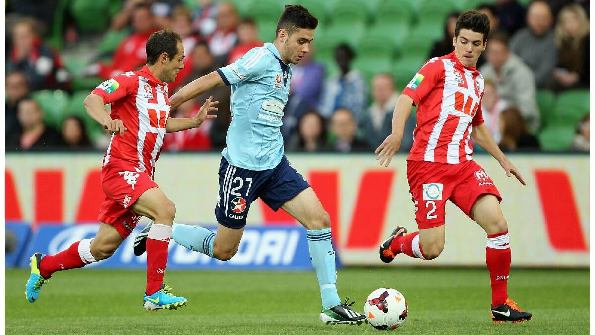 Chris Naumoff of Sydney controls the ball during the round six A-League match between the Melbourne Heart and Sydney FC. Photo: Getty Images.
